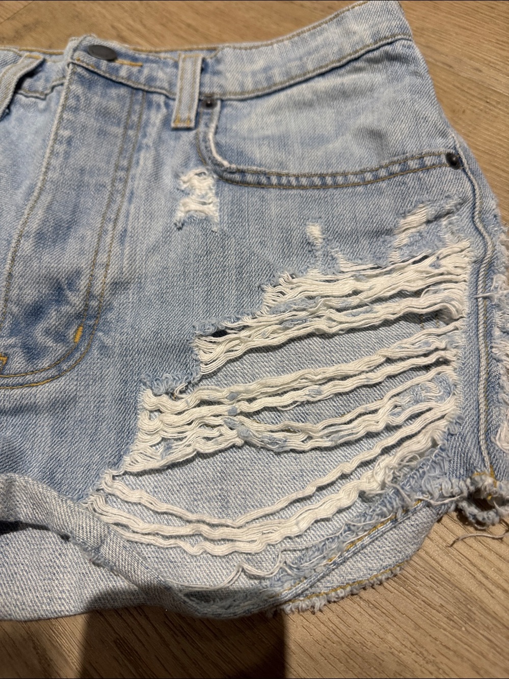 Carmar Light Blue Distressed High-Rise Denim Shorts - Picture 2 of 5